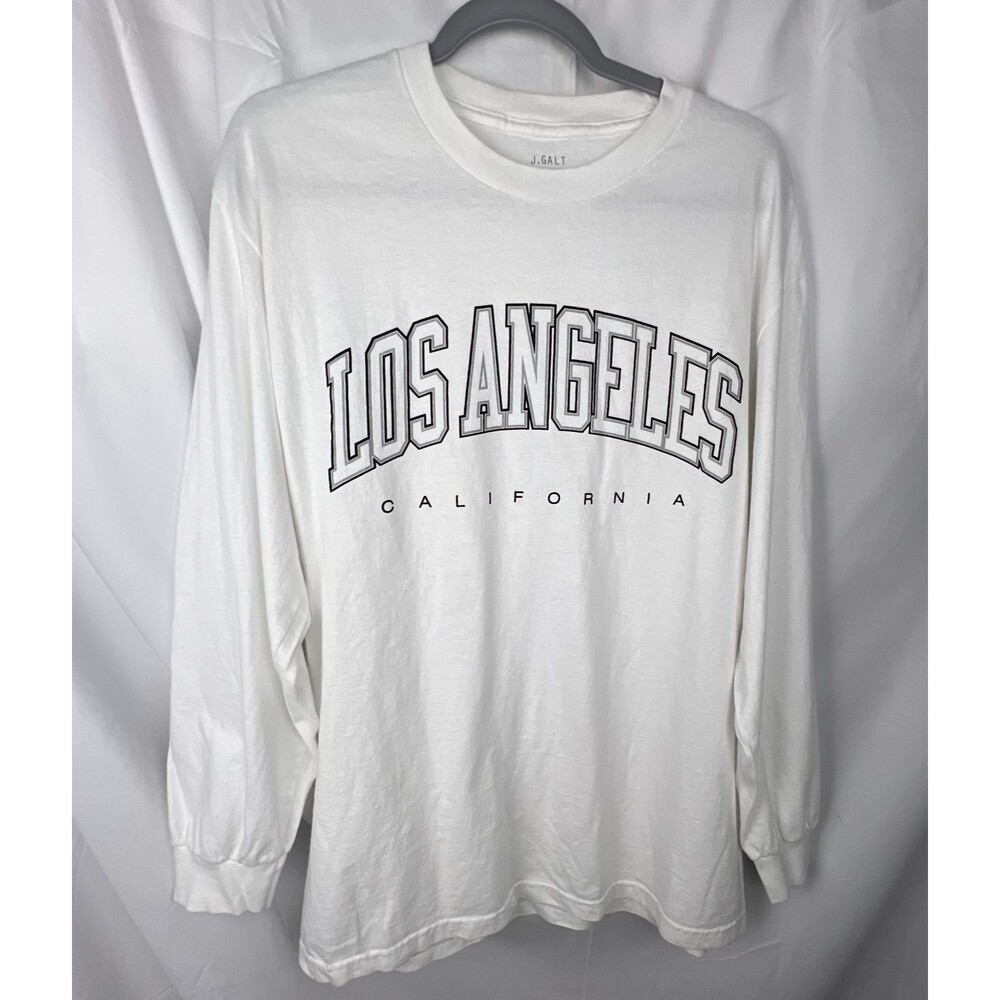 J GALT Los Angeles California Long Sleeve Graphic Shirt One Size White Oversized